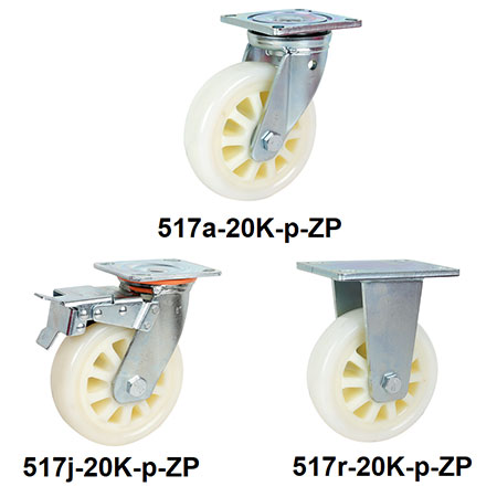 Heavy Duty Nylon Caster Wheels - 517-20K-p-ZP