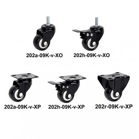 Tiny Caster Wheels - 202-09K-v-XP(XO)